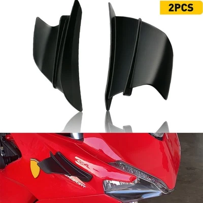 Motorcycle Spoiler Side Winglet Air Deflector Wing Kit Decor Trim Accessories US - Imagem 1 de 4