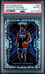 2020 Panini Prizm Anthony Edwards RC #258 Variation Fast Break Rookie PSA 8 - Picture 1 of 2