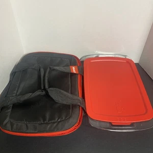 Pyrex Nuevo Estuche de Transporte Bolsa Fría Caliente Plato de Vidrio - 3QT 9x13 Rojo - Imagen 1 de 6