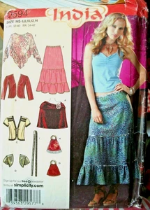 Miss Simplicity 4334 Pattern Boho Skirt Poncho Bag + UNCUT FF Size 6-8-10-12-14 - Picture 1 of 2