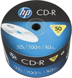 50 Genuine HP CD-R 80 mins Blank CD Discs 700MB 52X 80 mins Shrinkwrap - Afbeelding 1 van 1