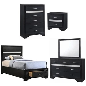 Home Square 5-Piece Set with Twin Storage Bed Nightstand Dresser Mirror & Chest - Picture 1 of 18