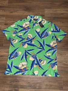 Polo Ralph Lauren floral print cotton polo shirt green mens Size XL - Picture 1 of 15