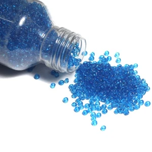 Cuentas de semillas trans de vidrio azul 8/0 - Imagen 1 de 8