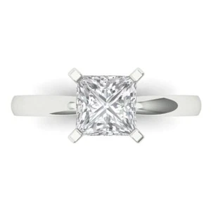 14K Weißgold Zirkonia Solitär Verlobungsring (1,5 ct, Princess-Schliff) - Bild 1 von 11