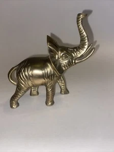 Massive Messing Elefant Figur 5" Rüssel hoch massiv Stoßzähne und Ohren tolle Details - Bild 1 von 7
