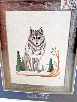 Wolf Cross Stitch Kit Hometown Design Leisure Arts 5211 Wolves Vintage 90s - Image 1 of 4