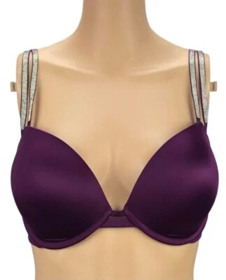 SUTIÃ PUSH UP COM ALÇA DE BRILHO DUPLO MUITO SEXY VICTORIA'S SECRET $70 32DDD 34A 36G NWT - Imagem 1 de 2
