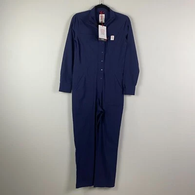 TOPO Designs Coveralls Size XS Navy Blue 3/4 Sleeves Stretch Pocket Zip Snap - Image 1 of 4