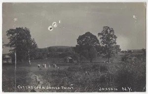 Jordan, Nueva York 1916 - FOTO REAL cabañas en Jones Point - postal vintage - Imagen 1 de 2