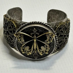 Ollipop Bronze and Black Tone Butterfly Cuff Bracelet USA - Picture 1 of 8