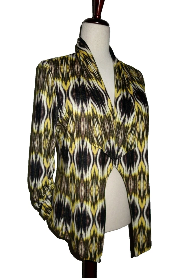 Chaqueta/Ablazer Karen Kane EE. UU. Frente Abierto Blanco Amarillo Negro Grande Foto 1 de 4