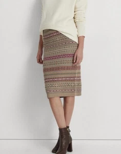 Lauren Ralph Lauren Women's Fair Isle Linen-Blend Pencil Skirt Size XL NWT - Picture 1 of 4