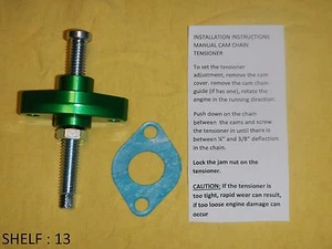 GREEN CAM CHAIN TENSIONER MANUAL ADJUSTER 1982-1988 SUZUKI DR250 GN250 SP250 - Picture 1 of 9