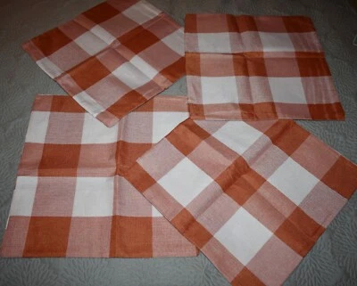 4 FUNDAS DE ALMOHADA NUEVAS - CUADROS NARANJA - aprox. 17" x 17" - CIERRE CREMALLERA Foto 1 de 2