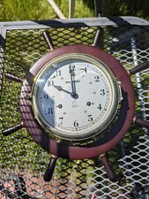 VINTAGE Schatz Royal Mariner Ships Clock Brass & Wood Made in Germany