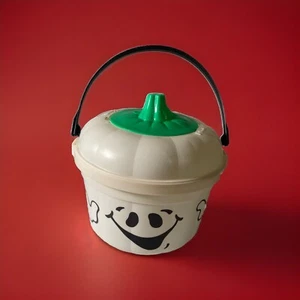 Vtg McDonalds HALLOWEEN BUCKET 1986 WHITE Ghost Happy Meal Pail Rare Lid McBoo - Picture 1 of 7