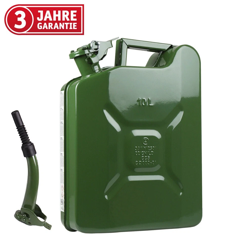 WALTER Benzinkanister 10L mit flexiblem Trichter, aus Metall, beschichtet - Bild 1 von 4