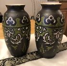 Ceramic Olive Green Ornate Mid-Century Inspired Vases 7?