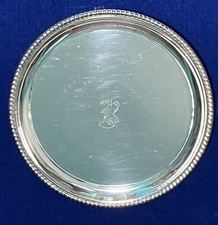 CARTIER STERLING SILVER 925 SERVING TRAY 11” DIA. ROUND W/ GADROONED BORDER 1930