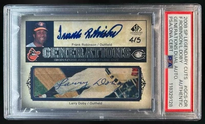 SP Legendary Cuts Larry Doby Frank Robinson 2008 doble corte automático 4/5 PSA auténtico Foto 1 de 2