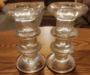 🕯2 Vintage/Retro Glass Nordic Candle Holders by Luminarc Made In France🕯 - Picture 1 of 4