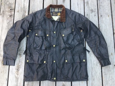 Vtg 60s Belstaff “TRIALMASTER” Pro Slant Pocket Black Waxed Canvas Jacket sz 40 - Image 1 of 4
