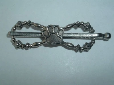 LILLA ROSE FLEXI HAIR CLIP DOG PAW PRINT SILVER TONE BEAD BARRETTE SIZE SMALL - Image 1 of 2