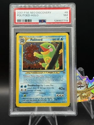 POLITOED 8/75 Unlimited Neo Discovery Holo Rare 2001 Pokemon Card PSA 7 - Image 1 of 2