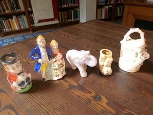 Vintage Miniature Porcelain Figurine Lot 5pc Japan Colonial Couple Elephant Shoe - Picture 1 of 4