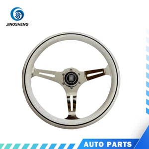 Italy Lenkrad Deep Corn Holz schwarze Speichen 350mm NEU Weiß - Picture 1 of 2