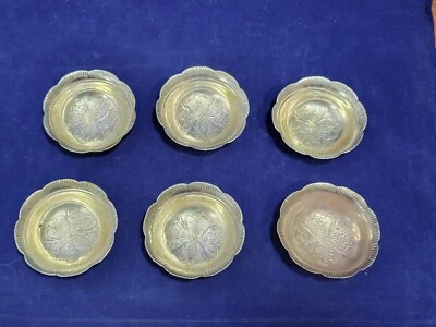 Cuenco/bandeja vintage de metal plateado diseño ornamentado, lote de 6, Japón ocupado  Foto 1 de 4