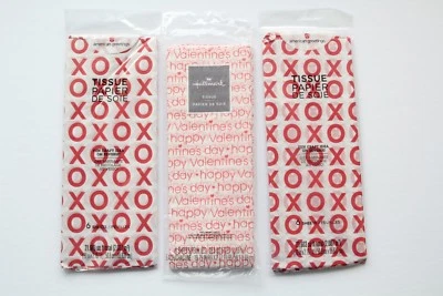  Hallmark American Greetings Valentines Day Tissue Paper XO Hugs Kisses 3 Packs  - Image 1 of 4