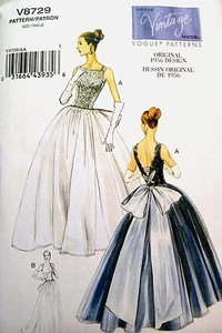 Vestido de baile completo Vogue vintage años 50 noche boda vestido de novia patrón 8729 6~20 - Imagen 1 de 9