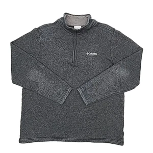 Columbia 1/4 Zip Sweatshirt Top Pullover Black Gray Size Large Fleece Line Shirt - Picture 1 of 14