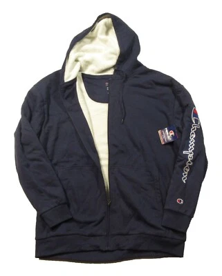 Champion Sudadera con Capucha Grande y Alta Para Hombre Azul Marino Contraste Forrada de Vellón Cremallera Completa Talla 4XL Foto 1 de 3