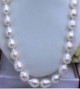 HUGE 12-13MM WHITE FRESHWATER BAROQUE PEARL JEWELRY NECKLACE 25" PN163 - Picture 1 of 3