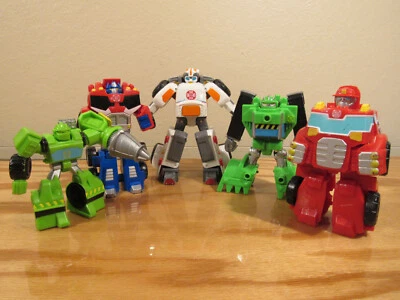 Playskool Heroes Transformers 5x RESCUE BOTS Medix Doc Boulder Optimus Heatwave - Image 1 of 4