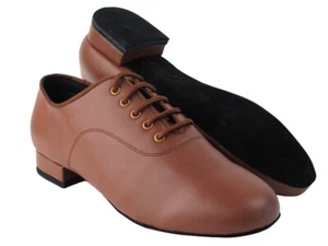 Coffee Brown Leather Men's Salsa Very Fine Ballroom Dance Shoes C2503 - T2M - Picture 1 of 3