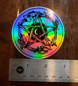 PENTAKEL HALBMOND Talisman holografischer Aufkleber Vinyl 3 Zoll - Bild 1 von 1
