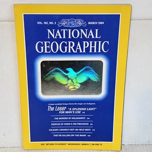 Vintage March 1984 National Geographic Magazine Holographic Eagle Front - Picture 1 of 11