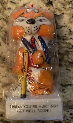 Get Well Soon Candle Wax Fox Figure Retro Gift 1974 Vintage Collectible Korea 5" - Image 1 of 4