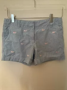 Vineyard Vines Girls Seersucker Shorts Adjustable Waist Embroidered Whales sz 14 - Picture 1 of 7