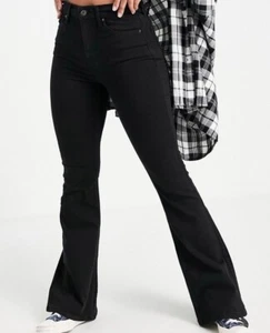Jeans svasati nuovi Topshop Jamie neri UK 10 W28” L28” vita alta elasticizzati - Foto 1 di 8