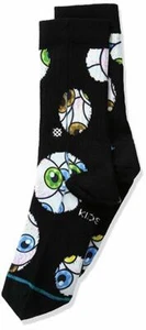Stance Boys' Little Retina Eyeballs Reinforced Toe and Arch Crew Sock, Black, L  - Picture 1 of 2