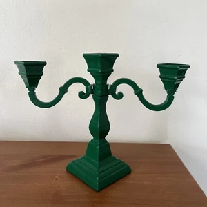 Einzelner Ganzmetall 7 3/4" Englisch Jäger Grün 3 Kerzen Kandelaber - Bild 1 von 6
