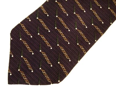Vtg Bill Blass Black Label Mens Necktie Tie Purple Brown Geometric 57" - Image 1 of 4