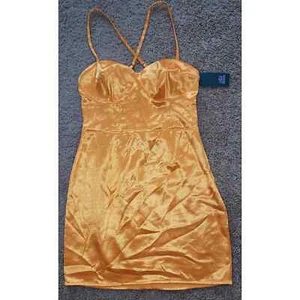 Wild Fable Sleeveless Corset Orange Satin Bodycon Dress- Size Small - Picture 1 of 6