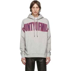Marcelo Burlon County of Milan Logo Over Hoodie Size XS Mens Gray - Picture 1 of 19