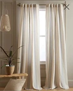 NWT! Quince Linen Coastal Stripe Filtering Curtains- 2 Panels! 48"x 84" (B61) - Picture 1 of 11